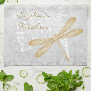 Serviette de cuisine personnalisée à libellule d