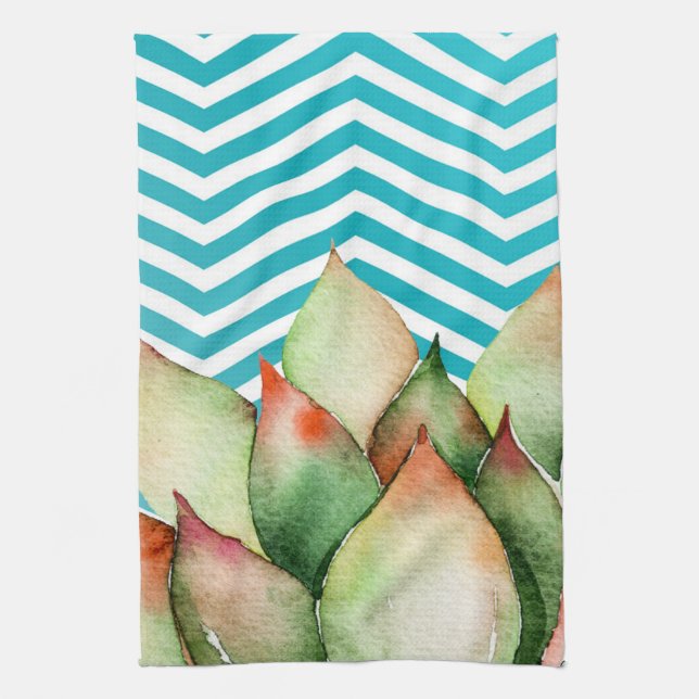 Serviette de cuisine personnalisée Boho Cactus Suc (Vertical)