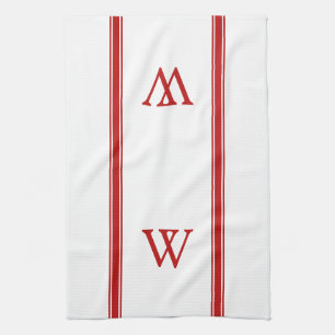 Serviette de cuisine personnalisée Monogramme Red 