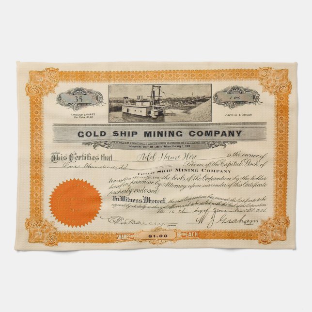 Serviette de cuisine personnalisée pour Stock d'ex (Horizontal)