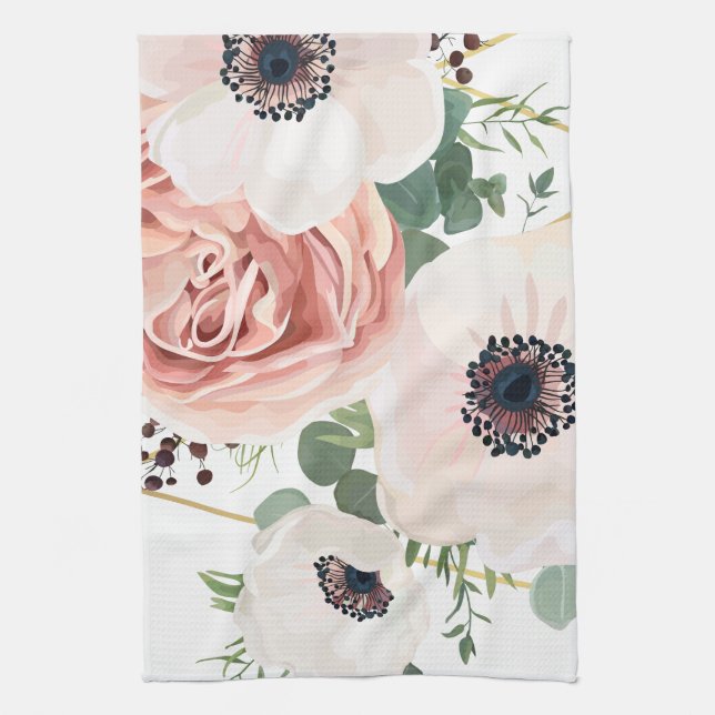 Serviette de cuisine personnalisée Rose de jardin  (Vertical)