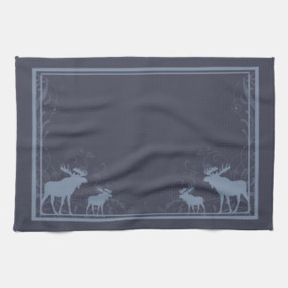 Serviette de cuisine pivotante d'orignal bleu rust