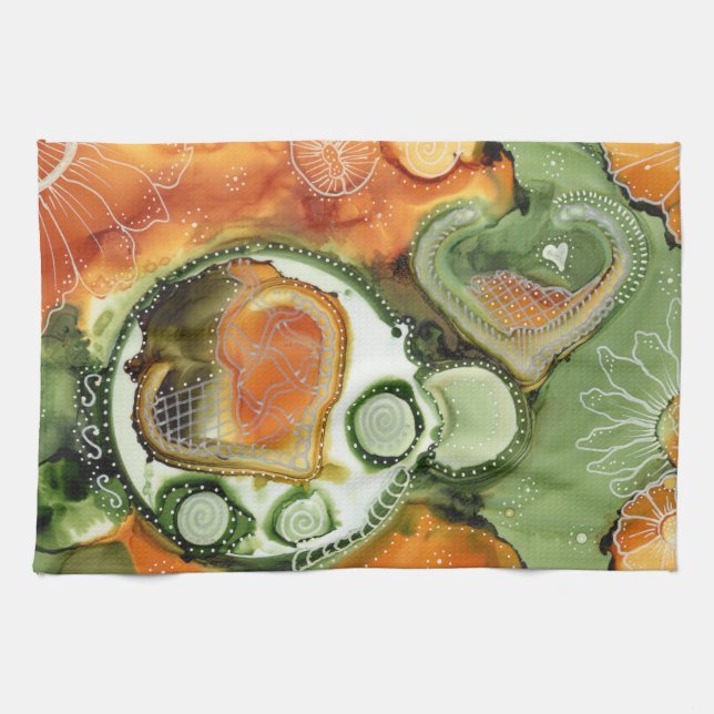 Serviette de cuisine pointillée orange (Horizontal)