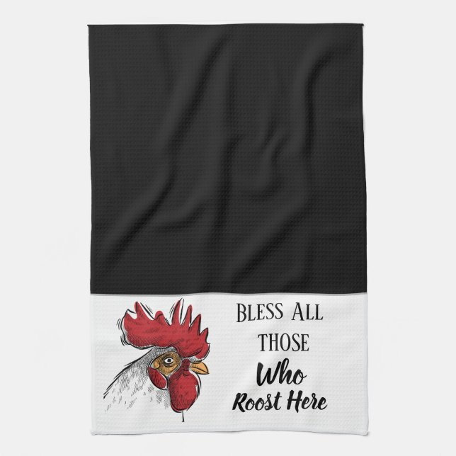 Serviette De Cuisine Poulet Bénir Tous Ceux Qui (Vertical)