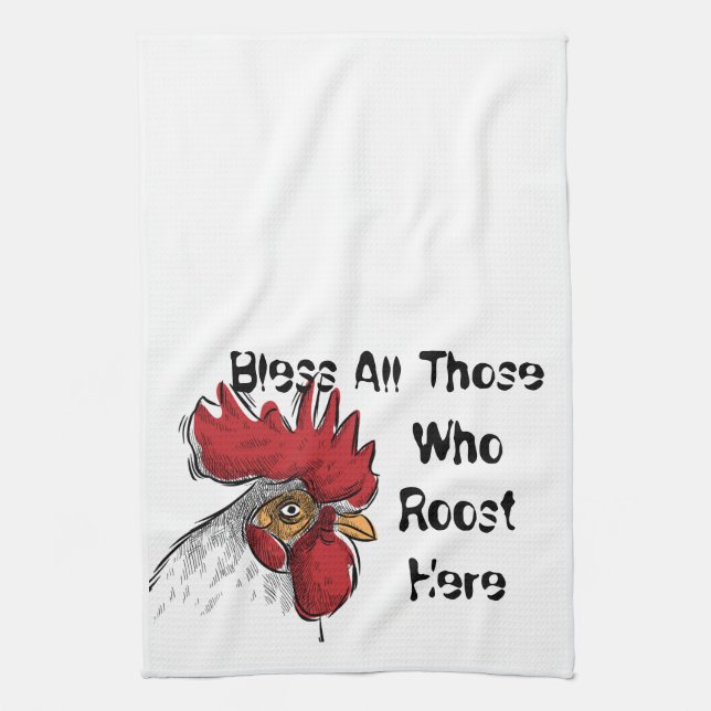 Serviette De Cuisine Poulet Bénir Tous Ceux Qui (Vertical)