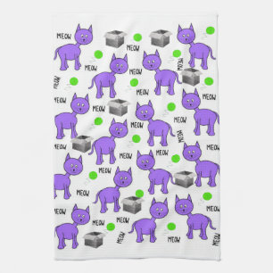Serviette de cuisine pour chats violets