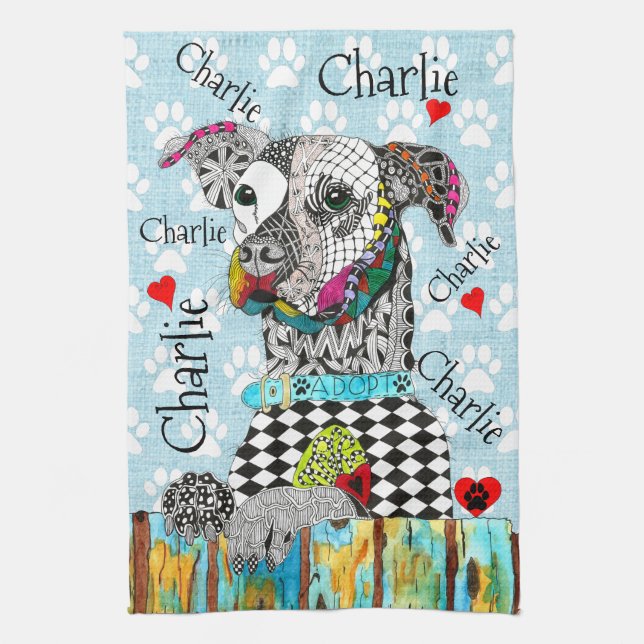Serviette de cuisine pour chien de race mixte mign (Vertical)