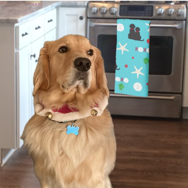 Serviette de cuisine pour chien tropical de Noël (Créateur téléchargé)