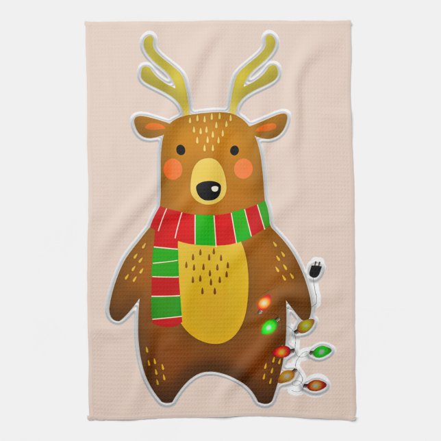 serviette de cuisine pour rennes de noël (Vertical)
