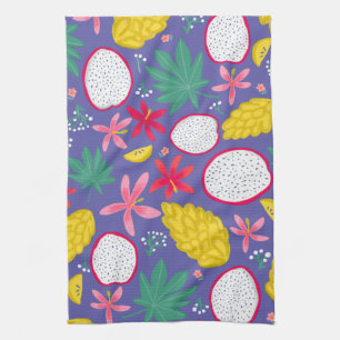 Serviette de cuisine pourpre de fleurs tropicales