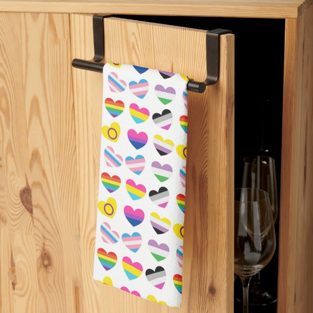 Serviette de cuisine Pride Hearts (Pliage en tiers)