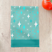 Serviette de cuisine rétro Turquoise et blanche ét