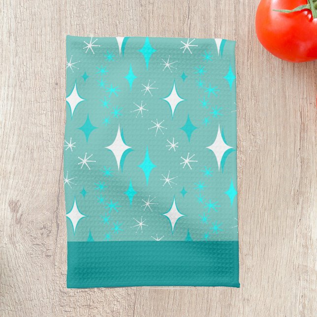 Serviette de cuisine rétro Turquoise et blanche ét (Créateur téléchargé)