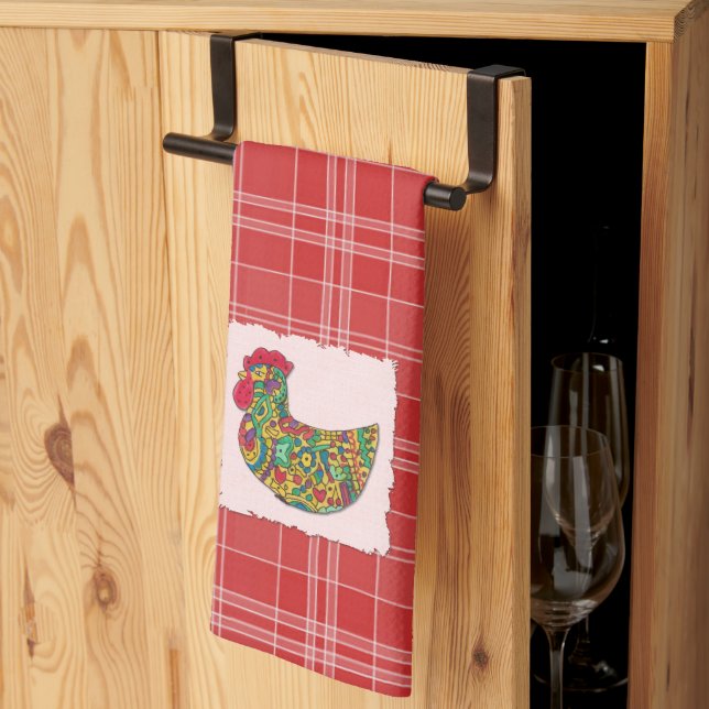 Serviette de cuisine Rooster Colorée (Pliage en tiers)