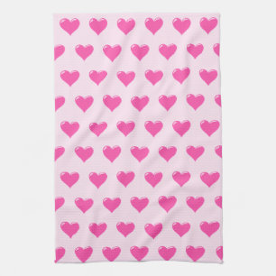 Serviette de cuisine rose Coeur - Votre couleur