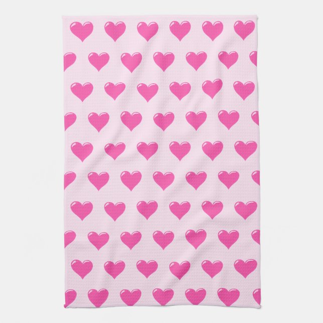 Serviette de cuisine rose Coeur - Votre couleur (Vertical)
