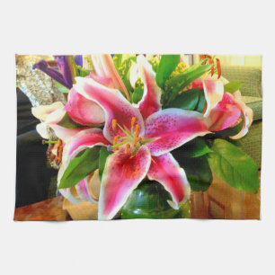 serviette de cuisine rose de lis d'astronome