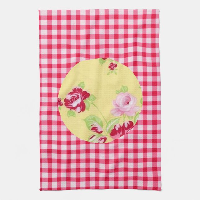 Serviette de cuisine rose En vichy (Vertical)