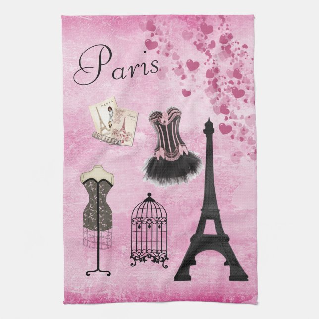 Serviette de cuisine rose Girly chic de mode de (Vertical)
