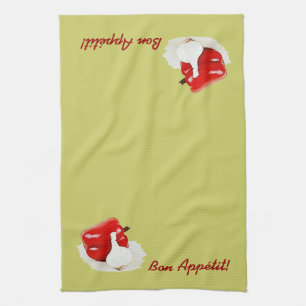 serviette de cuisine rouge de paprika et d'ail
