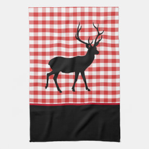 Serviette de cuisine-Rouge Plaid-Deer