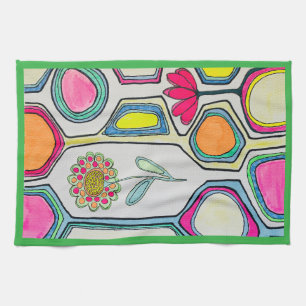 SERVIETTE DE CUISINE "ROULEAUX FLORAUX" VERT TRIM