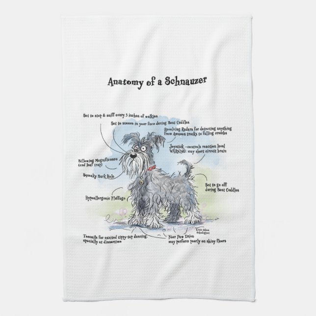 Serviette de cuisine Schnauzer gris (Vertical)