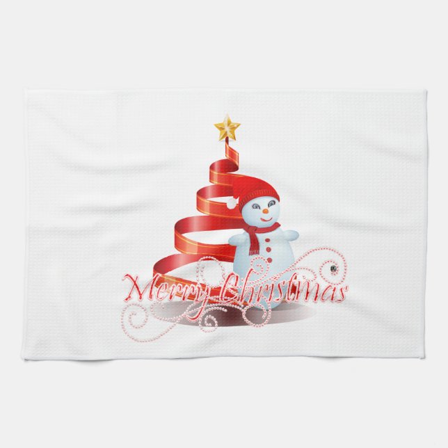 Serviette de cuisine Snowman de Noël 16" x 24" (Horizontal)