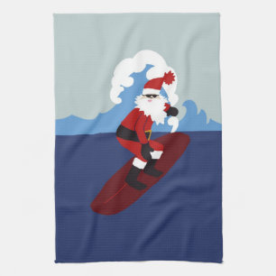 Serviette de cuisine surfante de Père Noël