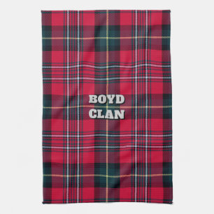 Serviette de cuisine Tartan rouge avec votre texte