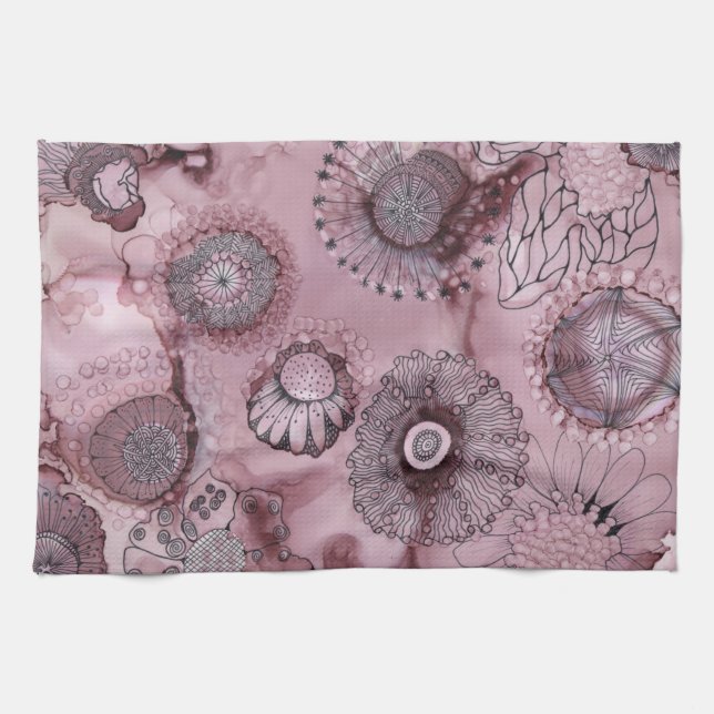 Serviette de cuisine tourbillonnante mauve (Horizontal)