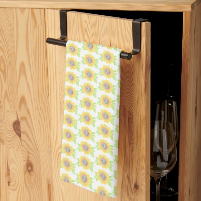 Serviette de cuisine tournesol (Pliage en tiers)
