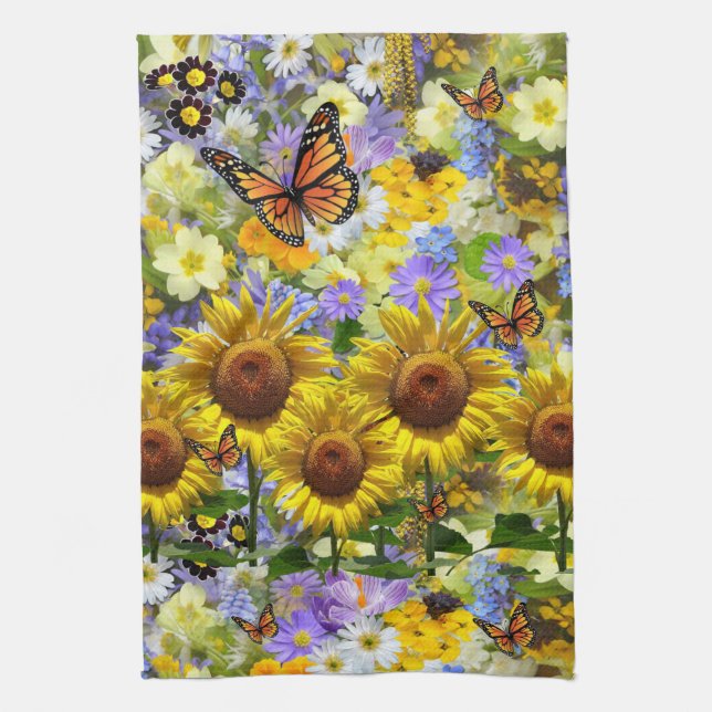 Serviette de cuisine Tournesol Papillon (Vertical)