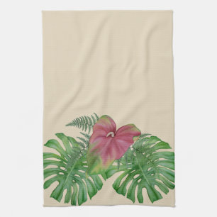 Serviette de cuisine tropicale de fleur de