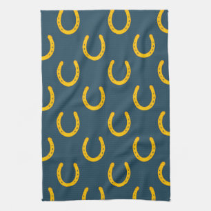 Serviette de cuisine turquoise de motif de fers à