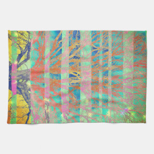 Serviette de cuisine turquoise et multicolore