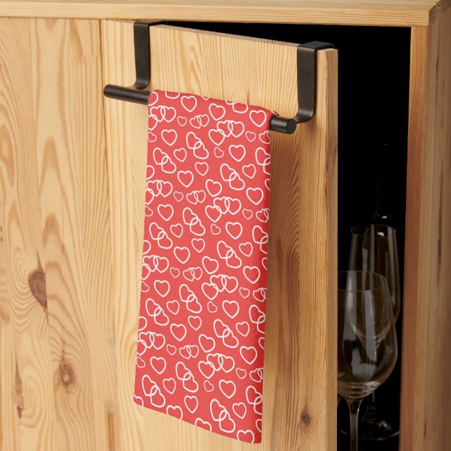 Serviette de cuisine Valentine Hearts (Pliage en tiers)
