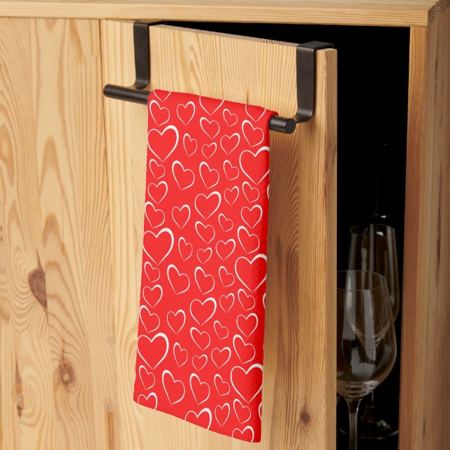 Serviette de cuisine Valentine Hearts (Pliage en tiers)