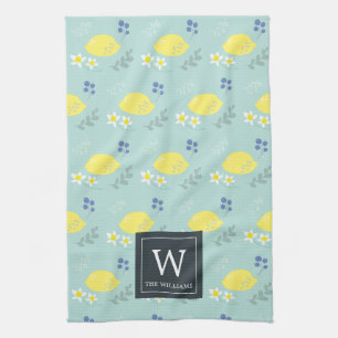 Serviette de cuisine verte à Motif de citron à fle