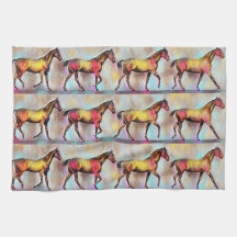 Serviette de cuisine vintage à cheval colorée