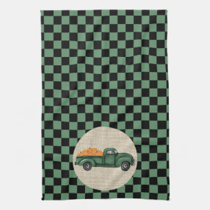 Serviette de cuisine vintage Citrouille vert