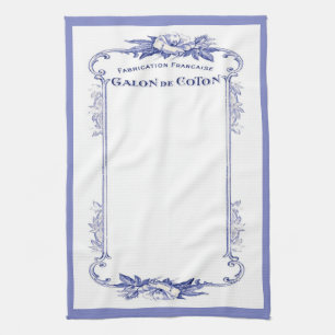 serviette de cuisine vintage de bleu français