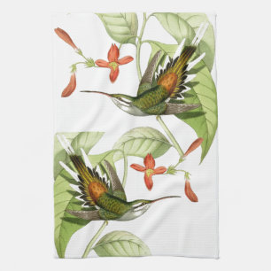 Serviette de cuisine vintage de fleurs d'oiseaux