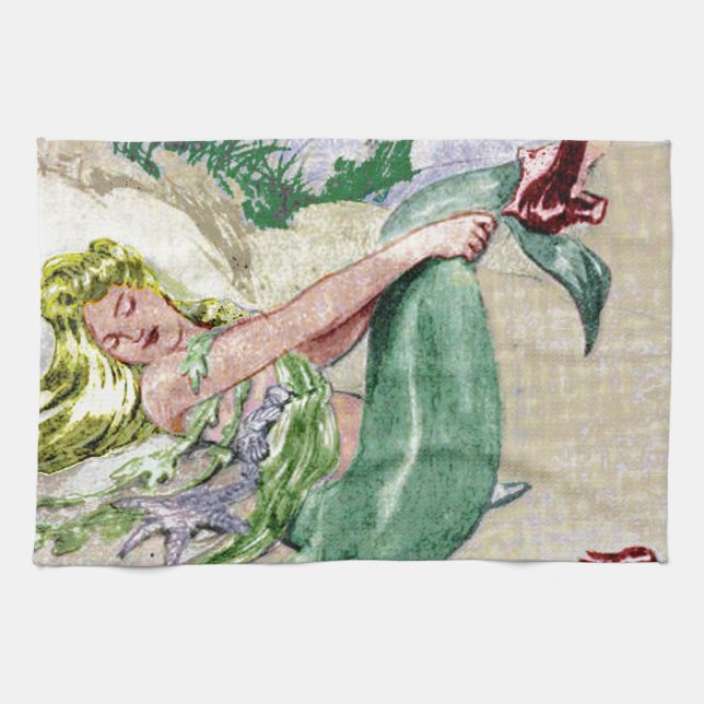 Serviette de cuisine vintage de sirène (Horizontal)