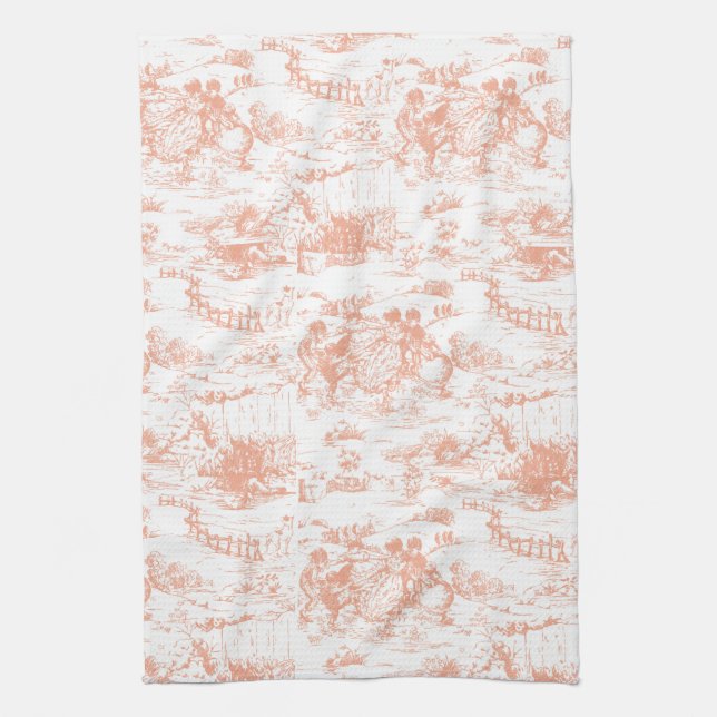 Serviette de cuisine vintage rose française (Vertical)