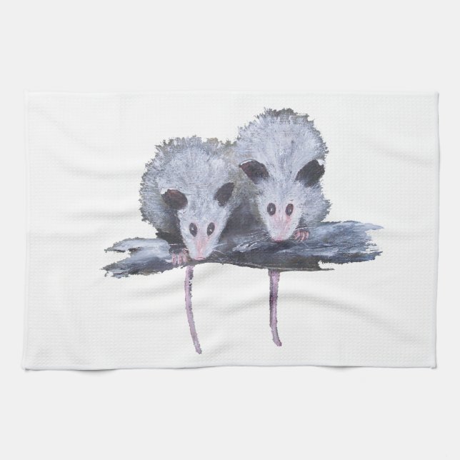 Serviette de "deux opossums" (Horizontal)