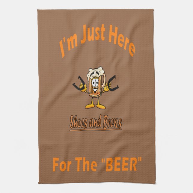 Serviette de fers à cheval - ici pour la bière (Vertical)
