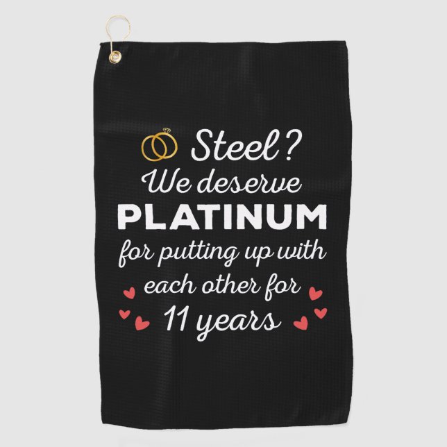 Serviette De Golf 11e anniversaire Mariage I - Steel Funny Couple (Devant)