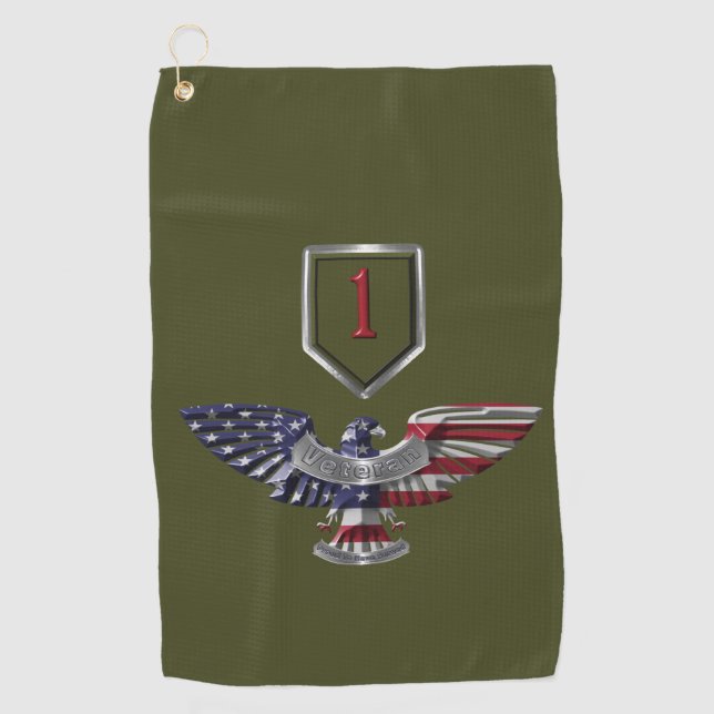 Serviette De Golf 1re division d'infanterie "Big Red One" Eagle (Devant)