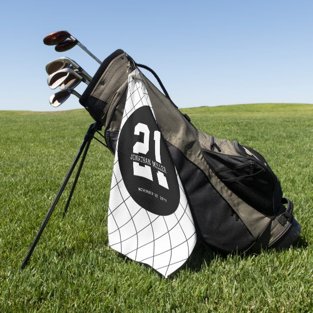 Serviette De Golf 21e anniversaire personnalisé Moderne et élégant (Vert)